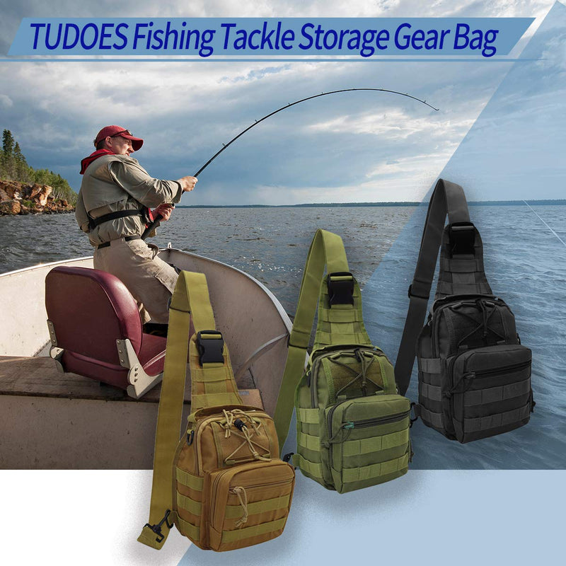 Tudoes 10L Waterproof Fishing Backpack Tackle Storage Bag Outdoor Gear Storage Tackle-Bag Cross Body Sling Bag Black - BeesActive Australia