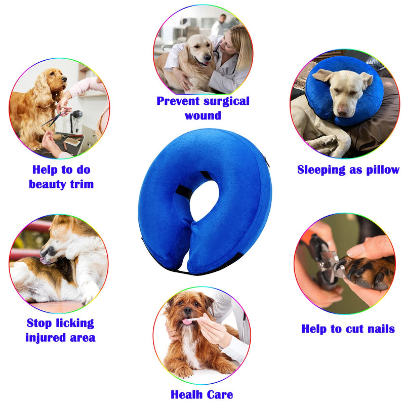 Katoggy Inflatable Dog Cone Collar, Soft Protective Recovery Dog Collar for After Surgery, Adjustable Elizabethan Collar for Small/Medium/Large Dog and Cats to Prevent from Biting & Scratching Medium Blue - BeesActive Australia