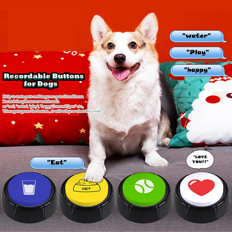 Dog Buttons Speech- Recordable Answer Buttons- 30s Recordable Custom Message Easy Button Record Pet Tool Communication Device for Dogs Cats - BeesActive Australia