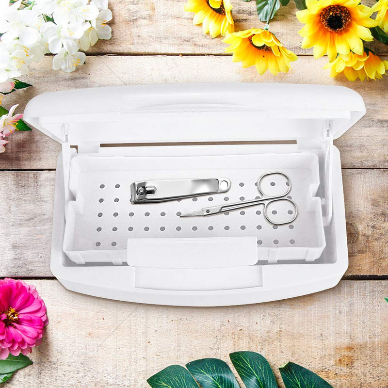 Amersumer Plastic Nail Sterilizer Box, Nail Art Toools Cleaner Sterilizing Tray, Manicure Nails Art Sterilizer Box for Nails, Tweezer or other Tools, Good For Hair Salon, Spa & Cutter Manicure Tools - BeesActive Australia