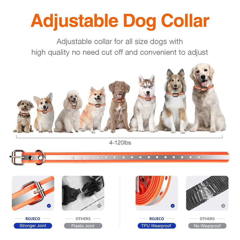 ROJECO Dog Training Collar with 3300FT Remote，IPX7 Waterproof Rechargeable Shock Collar for Large Medium Small Dog，3 Safe Training Modes with Beep，Vibration and Shock，Adjustable Electronic Dog Collar Orange - BeesActive Australia