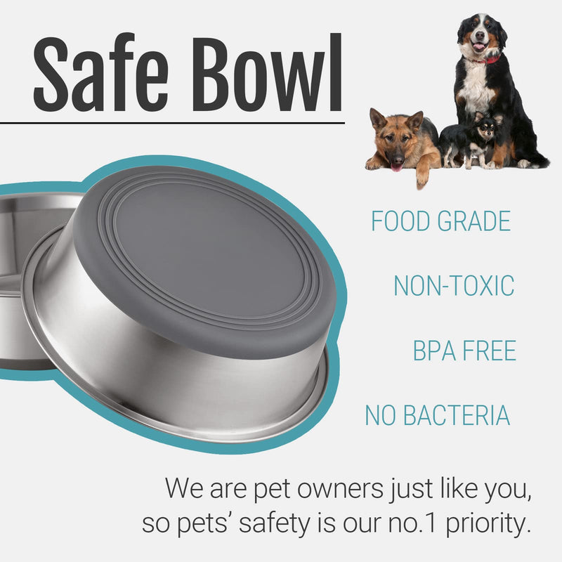 Stainless Steel Metal Dog Bowls | Nonslip Rubber Bottom Design | Ideal Food Water Bowls Set for Small, Medium, and Large Sized Dogs For Medium Dog Breeds A_2 Pack Bowls - BeesActive Australia