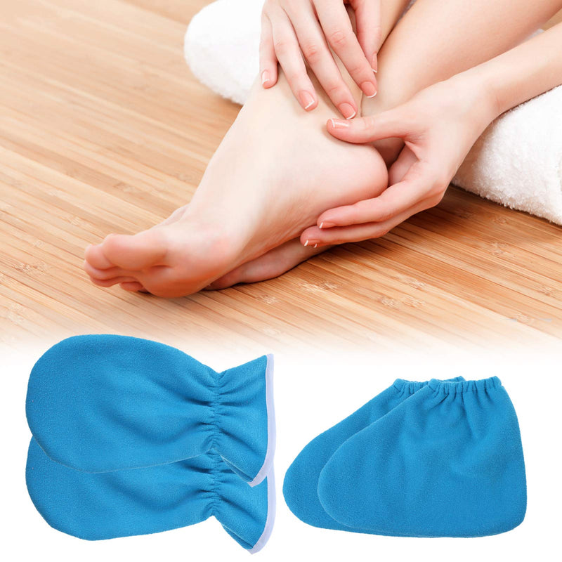 Lurrose 4Pcs Paraffin Wax Bath Gloves Bootie Paraffin Wax Work Hand Treatment Mitts Foot Spa Cover for Women Men Feet Hand Skin Care Therapy Blue - BeesActive Australia