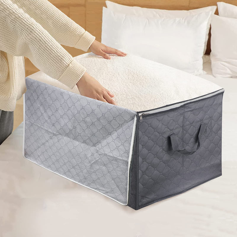 Homelove 90L 3 Pack Large Capacity Clothes Storage Bag with Clear Window & Sturdy Zipper & Reinforced Handle, Fabric Foldable Closet Organizer for Clothes,Comforter, Blanket,Duvet,Toys, Dark Grey - BeesActive Australia