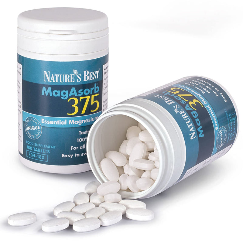 MagAsorb� 375mg | Full Strength Magnesium | 180 Vegan Tablets | Unique One-A-Day Magnesium Tablets (at 100% NRV) | 6 Month�s Supply | Magnesium contributes to the reduction of tiredness and fatigue | UK Made - BeesActive Australia
