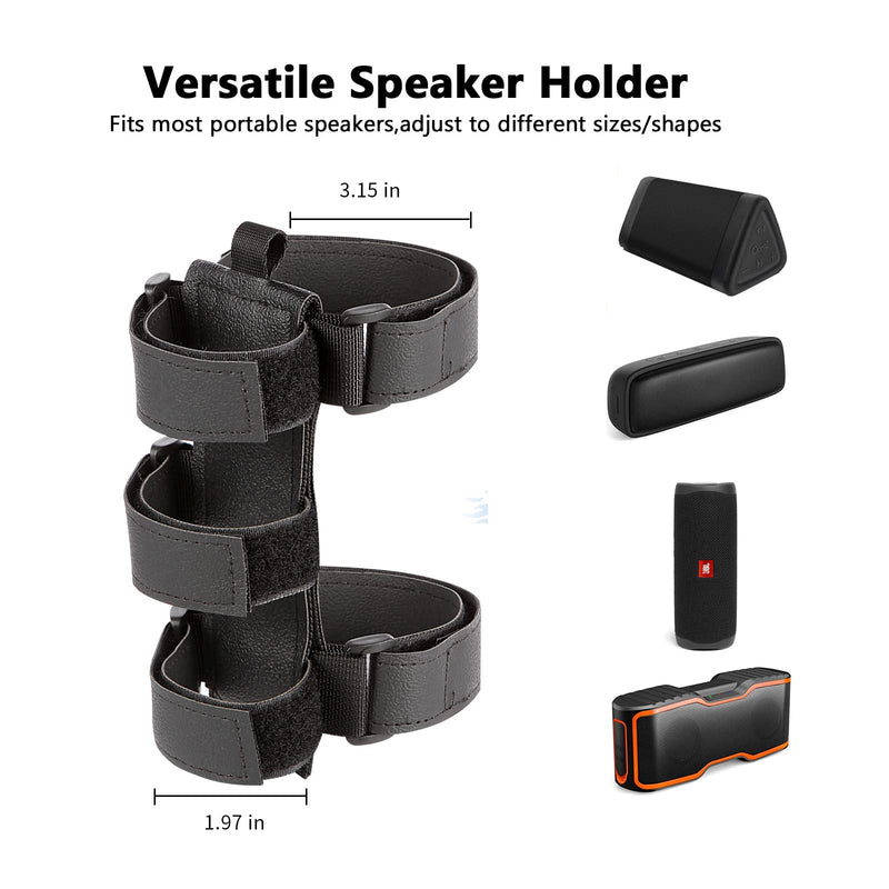 Caudblor Portable Bike Speaker Mount, Adjustable Wireless Speaker Strap, Premium Universal Bicycle Handlebar Sound Bar Holder with 2 Straps, for JBL Speakers/Water Bottle on Golf Cart/Boat - BeesActive Australia