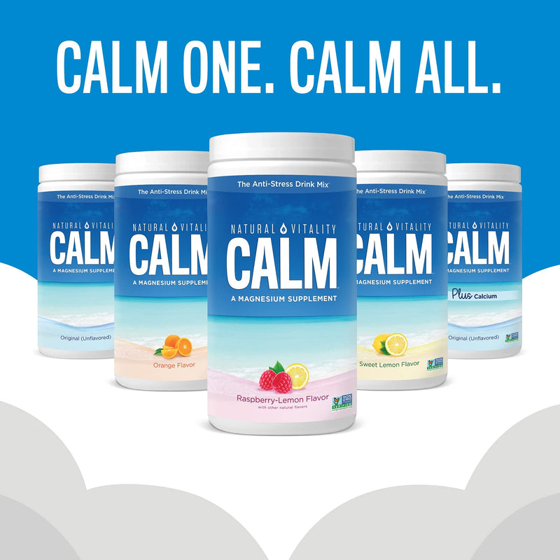 Natural Vitality Calm #1 Selling Magnesium Citrate Supplement, Anti-Stress Magnesium Supplement Drink Mix Powder- Raspberry Lemon, Vegan, Gluten Free and Non-GMO (Package May Vary), 16 oz 113 Servings - BeesActive Australia