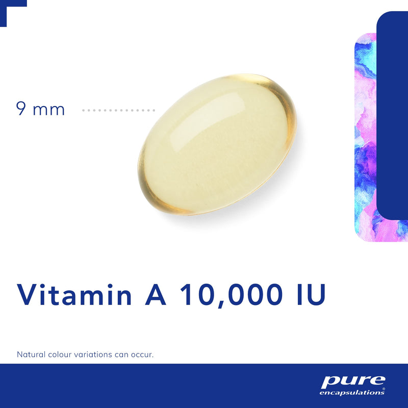 Pure Encapsulations - Vitamin A 10,000 IU - Cod Liver Oil - Supports The Maintenance of Normal Skin, Vision and Immune Function - 120 Softgel Capsules - BeesActive Australia