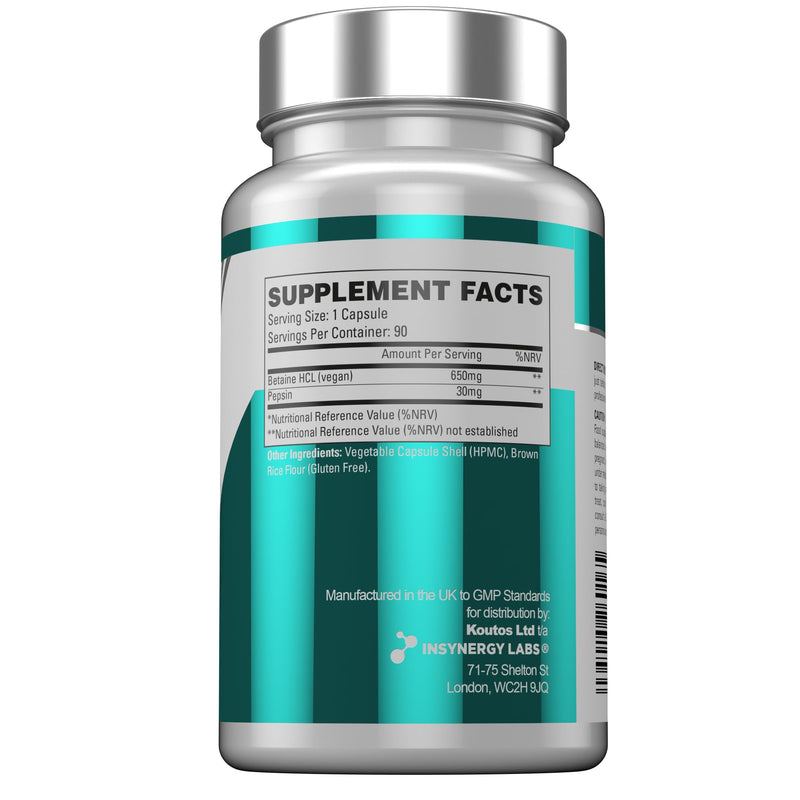 Ultra Premium Grade Betaine HCL & Pepsin � The UK�s No1 Betaine Hydrochloride Digestive Enzyme Supplements | 90 Vegan Capsules - BeesActive Australia