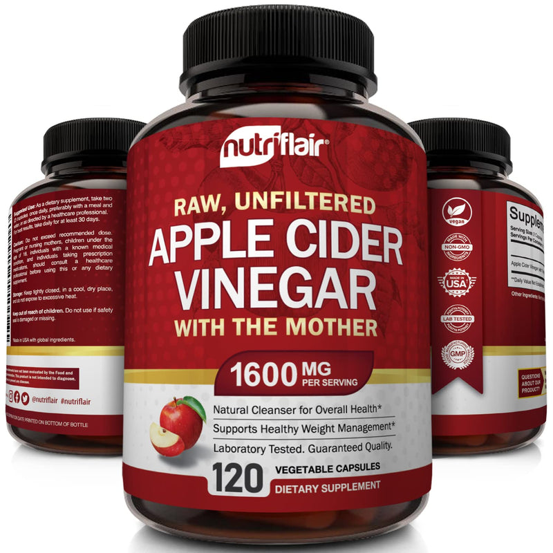 Apple Cider Vinegar Capsules with The Mother - 120 Vegan ACV Pills - Best Supplement for Healthy Weight Loss, Diet, Keto, Digestion, Detox, Immune - Powerful Cleanser & Appetite Suppressant Non-GMO - BeesActive Australia