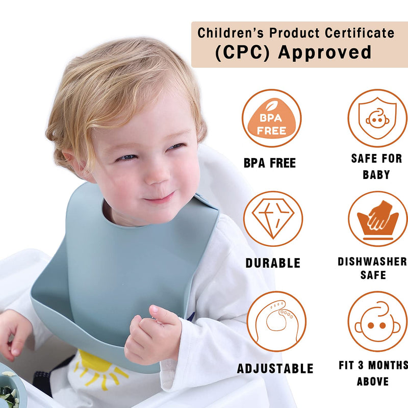 Moonkie Silicone Baby Bibs Set Of 2, BPA Free Waterproof Soft Durable Adjustable Silicone Bibs for Babies & Toddlers(Shifting Sand/Burlwood) - BeesActive Australia