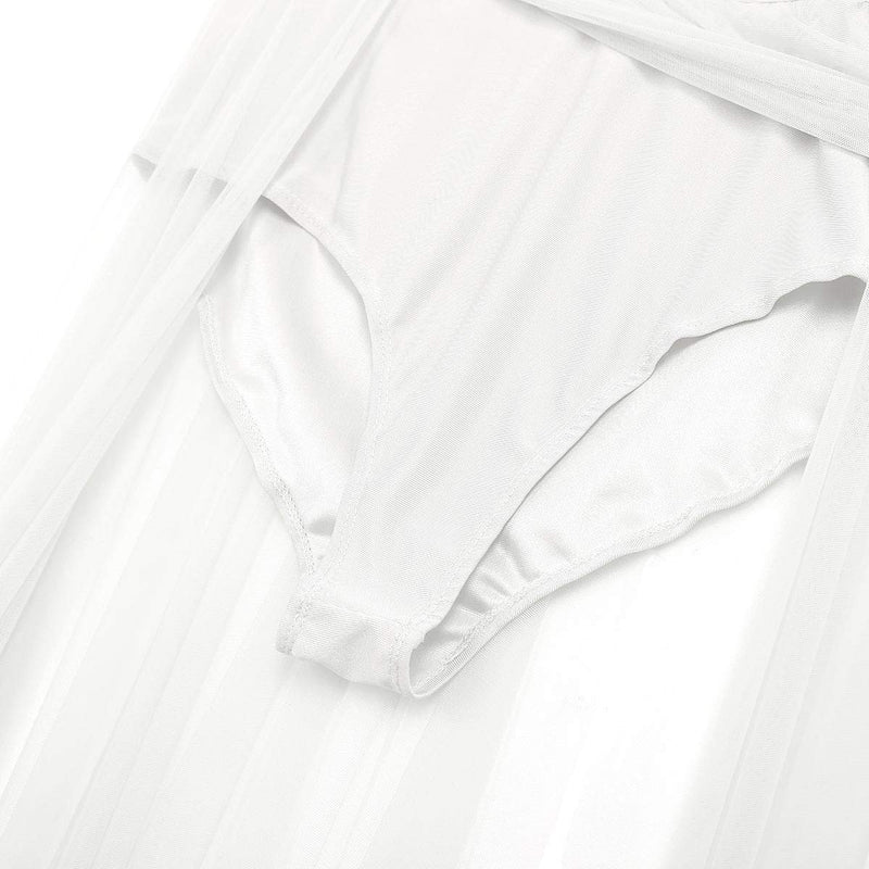 [AUSTRALIA] - inhzoy Women's Elegant Glittery Sequins Halter Sleeveless Ballet Dance Dress Tulle Skirted Leotard White Medium 