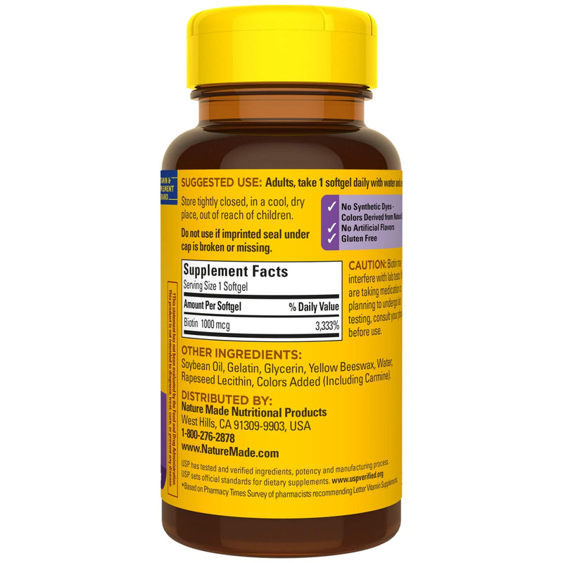 Nature Made Biotin 1000 mcg Softgels, 120 Count 120 Count (Pack of 1) - BeesActive Australia