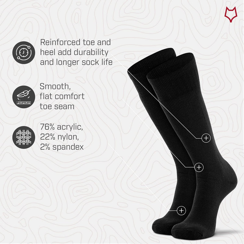 Fox River Wick Dry Socks for Men Extra Cushioned Mid Calf Boot Socks Black Large - BeesActive Australia