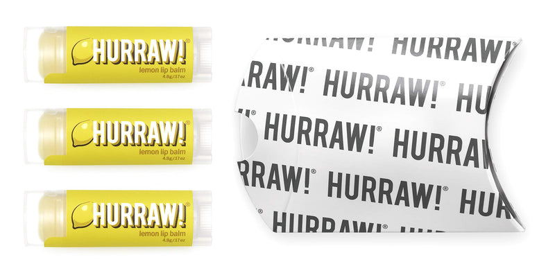 Hurraw! Lemon Lip Balm, 3 Pack: Organic, Certified Vegan, Cruelty and Gluten Free. Non-GMO, 100% Natural Ingredients. Bee, Shea, Soy and Palm Free. Made in USA - BeesActive Australia