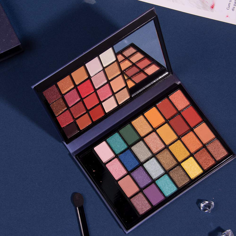 Compact Eyeshadow Palette - FindinBeauty 48 Color High Pigmented Matte Shimmer Warm Shades Travel Size Eye Shadow Pallet with Makeup Brush and Mirror - BeesActive Australia
