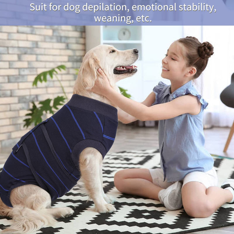Kuoser Recovery Suit for Dogs Cats After Surgery, Pet Recovery Onesie Calming Shirt Dog Abdominal Wounds Bandages, Anti-Licking Pet Surgical Snugly Suit, Substitute E-Collar & Cone Medium (Back: 13.4" - 16.1"; Weight: 14 - 25LB) Blue - BeesActive Australia