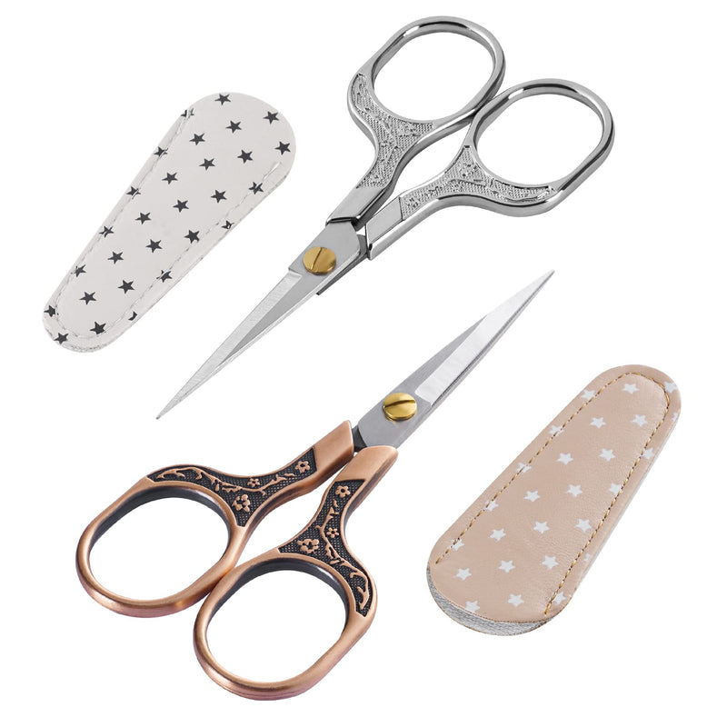 Glexal Facial Small Hair Grooming Beauty Scissors,2pcs 5 inch Comestic Cutting shears for Men and Women,Hair Trimming,Beard,Nose Hair,Eyelash,Sewing,Embroidery,Craft, Art Work & Everyday Use Gold&multicolor - BeesActive Australia
