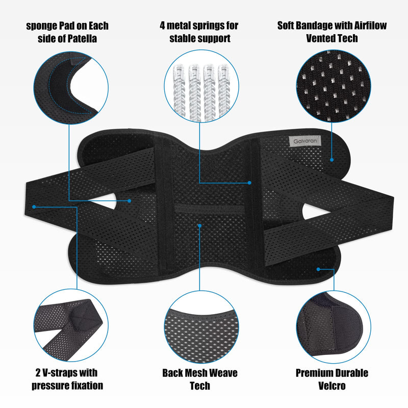 Galvaran Knee Brace with Side Stabilizers for Meniscal Tear Knee Pain ACL MCL Arthritis Injuries Recovery, Breathable Adjustable Knee Support for Men and Women Black Medium - BeesActive Australia