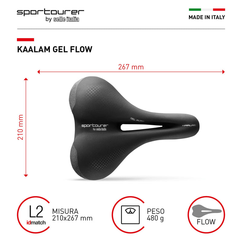 Selle Italia, Kaalam Gel Flow, Road and Triathlon Bike Saddle - for Men and Women, 470g, Black - BeesActive Australia