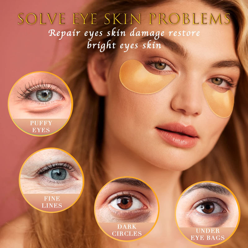 Saimyo 24K GOLD Eye Mask– 60 Pcs - Gold Under Eye Mask Retinol & Collagen - Puffy Eyes and Dark Circles Treatments – Look Younger and Reduce Wrinkles and Fine Lines Undereye, Improve and Firm eye Skin - BeesActive Australia