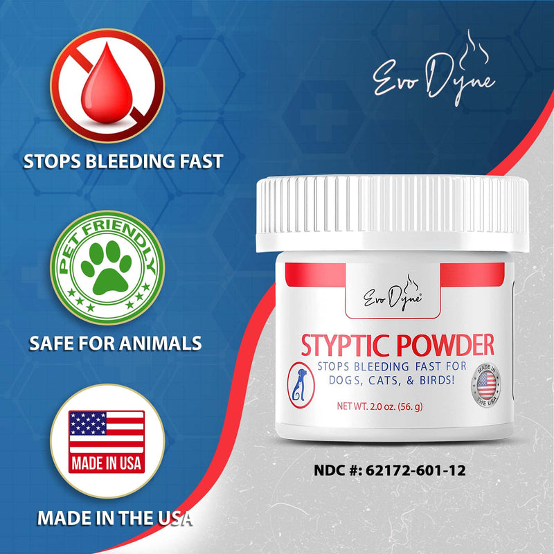 Evo Dyne Styptic Powder for Dogs, Cats, and Birds (2 oz) Fast-Acting Blood Stop Powder for Pets | Quick Stop Bleeding Powder for Dog Nail Clipping, Grooming, Cuts and More 1-Pack - BeesActive Australia
