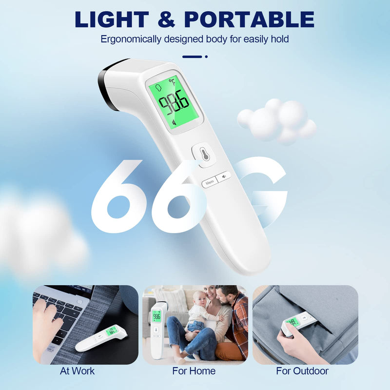Forehead Thermometer, Baby and Adults Thermometer with Fever Alarm, LCD Display and Memory Function, Ideal for Whole Family (White) - BeesActive Australia
