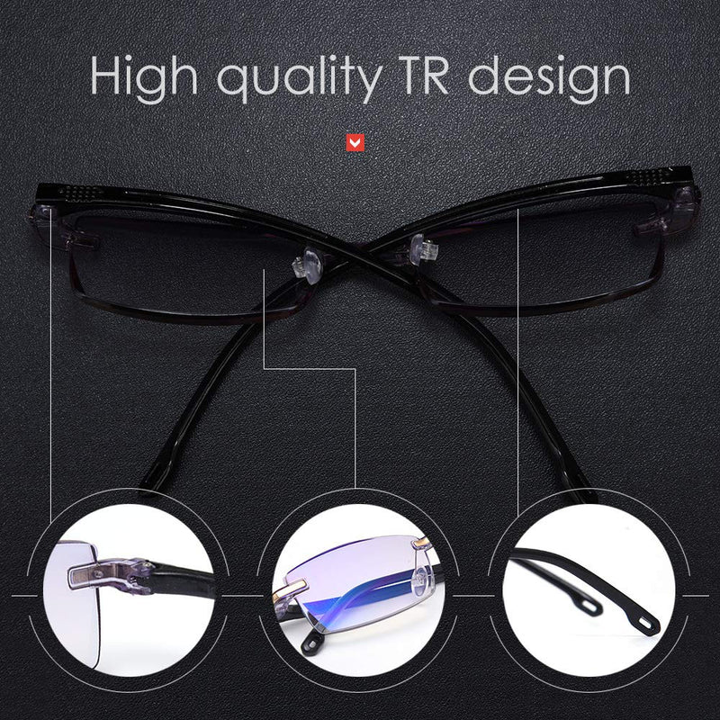 LUFF Reading Glasses Hd Anti-Blue Diamond Cut Edge Frameless Reading Glasses Blue 1.0x - BeesActive Australia