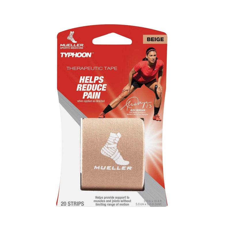 Mueller Sports Medicine Typhoon Kinesiology Therapeutic Tape, Pre-Cut I-Strips, Beige, 20 Count - BeesActive Australia