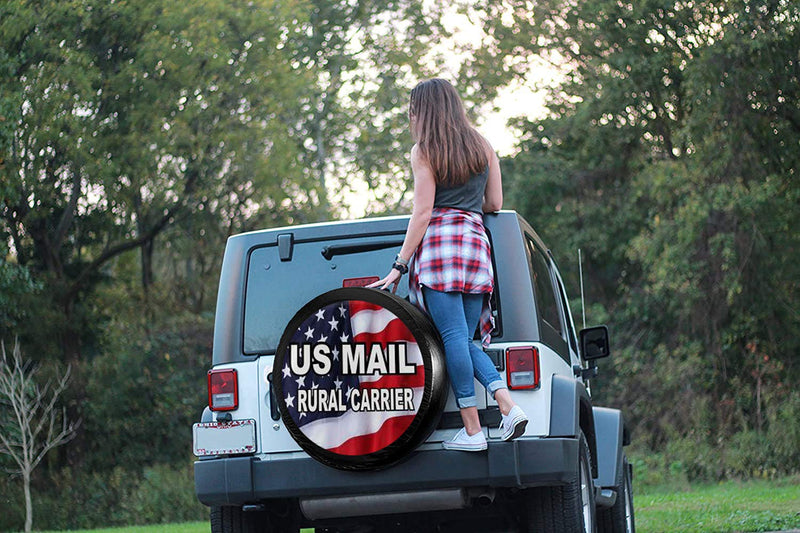 MSGUIDE US Mail Rural Carrier Spare Wheel Tire Cover Weatherproof Tire Protectors for Jeep Trailer RV SUV Truck and Many Vehicles (14" 15" 16" 17") 14'' for diameter 23''-27'' - BeesActive Australia
