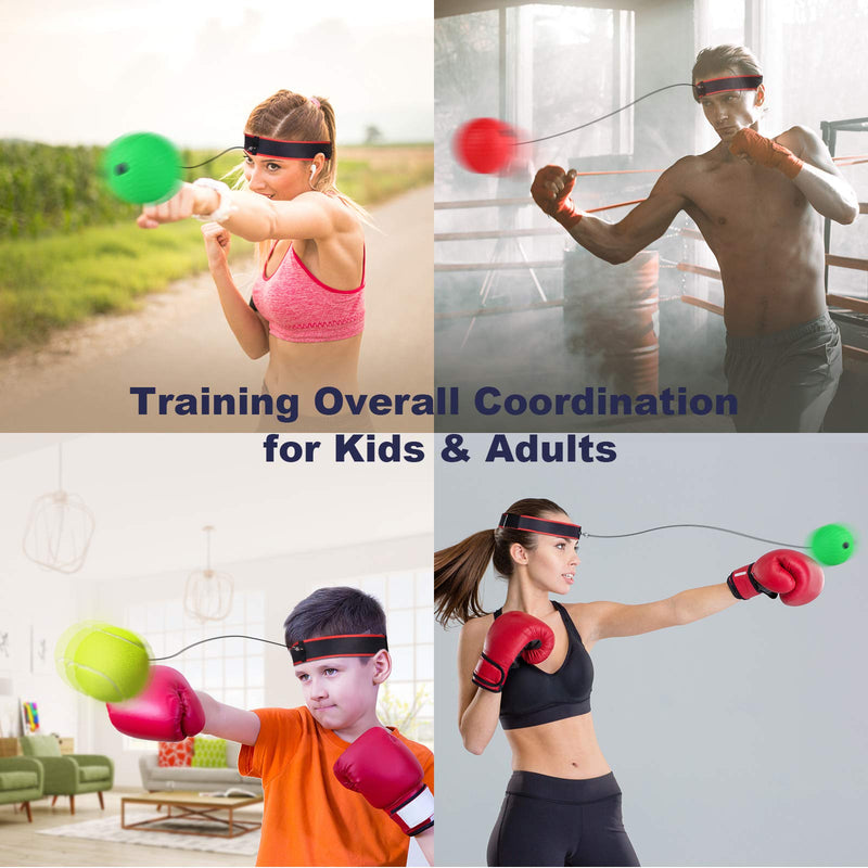 ADolinGo Reflex Ball Boxing Set, 3 Difficulty Level Active Pulse Boxing Reflex Ball, Headband Boxing Ball for Reaction Time Training, Fighting Skills and Hand-Eye Coordination - BeesActive Australia