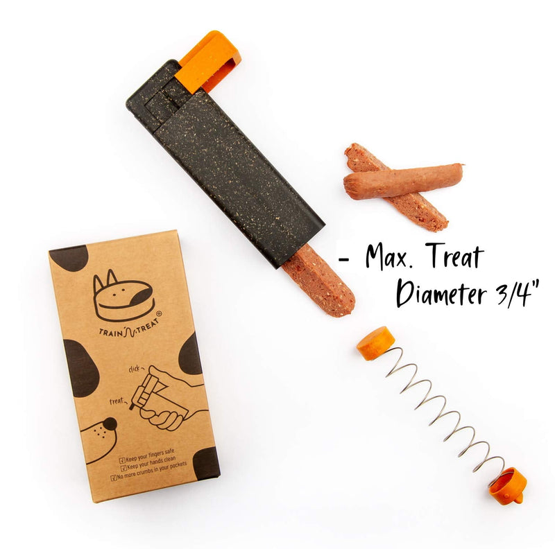 Train'N'Treat Dog Treat Dispenser, Combines a Subtle Clicking Sound with Offering a Treat (Max. diameter 3/4") in a Clean and Safe Way, Easy 1 Hand Operation, Slices Small Hot Dogs etc. into Treats - BeesActive Australia