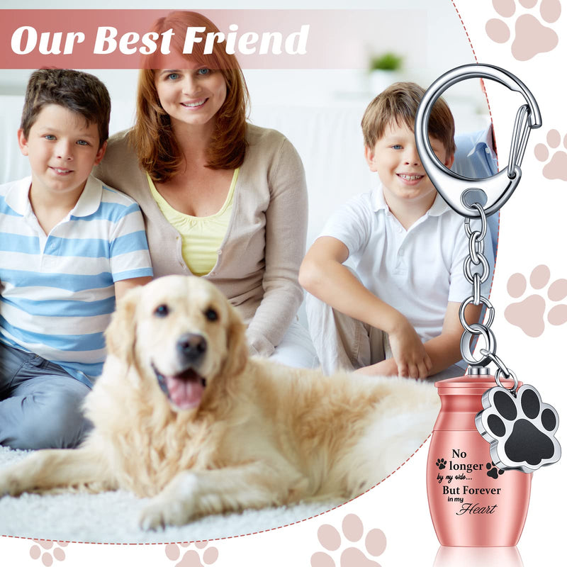 Tudomro Cylinder Cremation Urn Keychain Memorial Ashes Jewelry Pet Urns for Dogs Ashes Pet Cremation Jewelry Dog Ashes Keepsake Stainless Steel Pet Puppy Dog Paw Charm with Storage Bag for Memorial Pink - BeesActive Australia