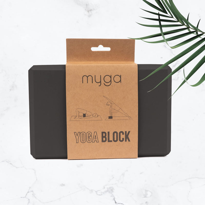 Myga Foam Yoga Block - High Density EVA Foam Block for Yoga, Pilates & Fitness - Ideal for Supporting Poses, Balance & Flexibility - Lightweight, Moisture-Proof & Odour Resistant Black - BeesActive Australia
