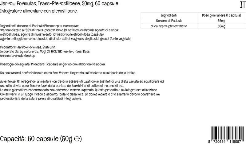 Jarrow Formulas, Trans-Pterostilbene, 50mg, 60 Vegan Capsules, Lab Tested, Soy Free, Gluten Free, Vegetarian, Non-GMO - BeesActive Australia