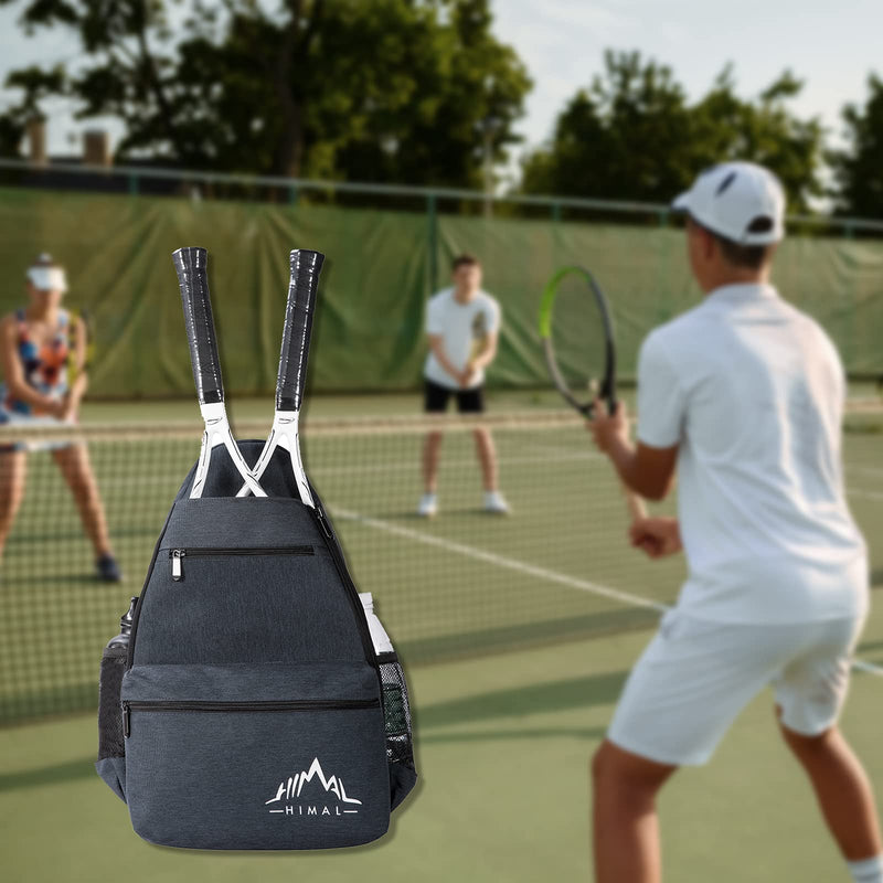 Himal Outdoors Tennis Backpack Tennis Bag - Large Storage Holds 2 Rackets and Necessities With Tennis,Pickleball,Racketball,Suitble for Women,Men and Teenagers Blue Grey - BeesActive Australia