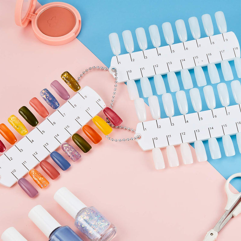6 Sets 216 Tips Double Layer Nail Color Display Card Plastic Polish Board Nail Tips Display Palette Board with Chain for Nail Art Practice Design Training - BeesActive Australia