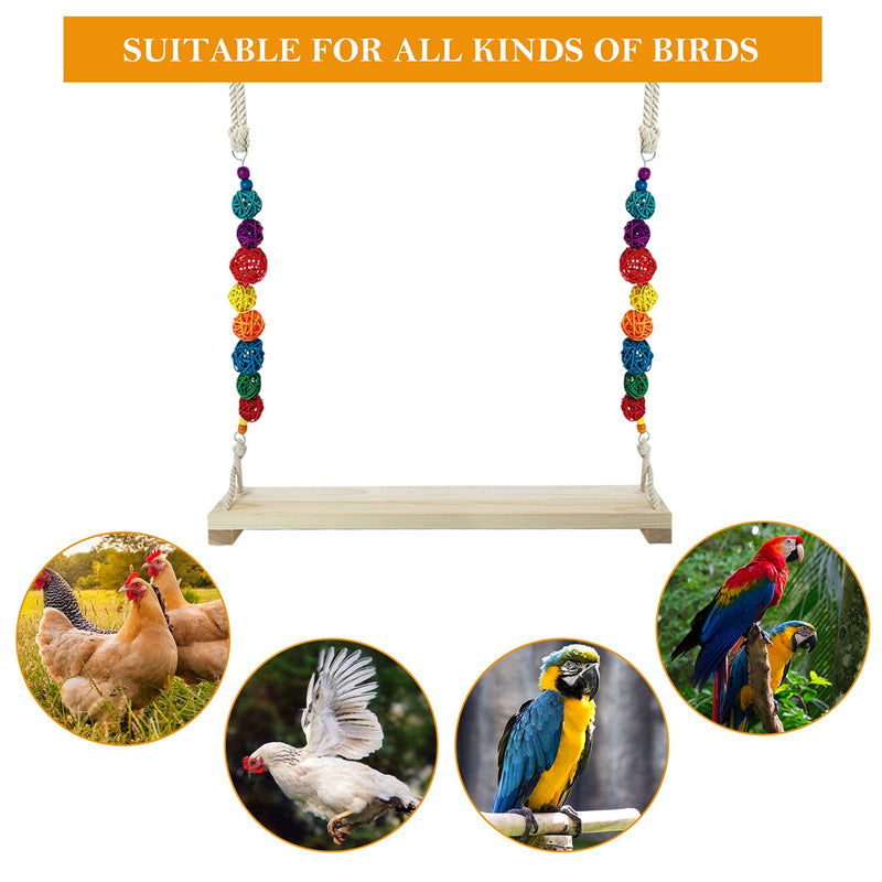 Chicken Swing,Chicken Perch,Wood Stand for Chick,Ladder Toys for Bird,Handmade Coop Swing for Chicken Bird,Parrot,Hens,Small Parakeets,Cockatiels,Macaws,Large Pet, Safe and Relief of Stress - BeesActive Australia