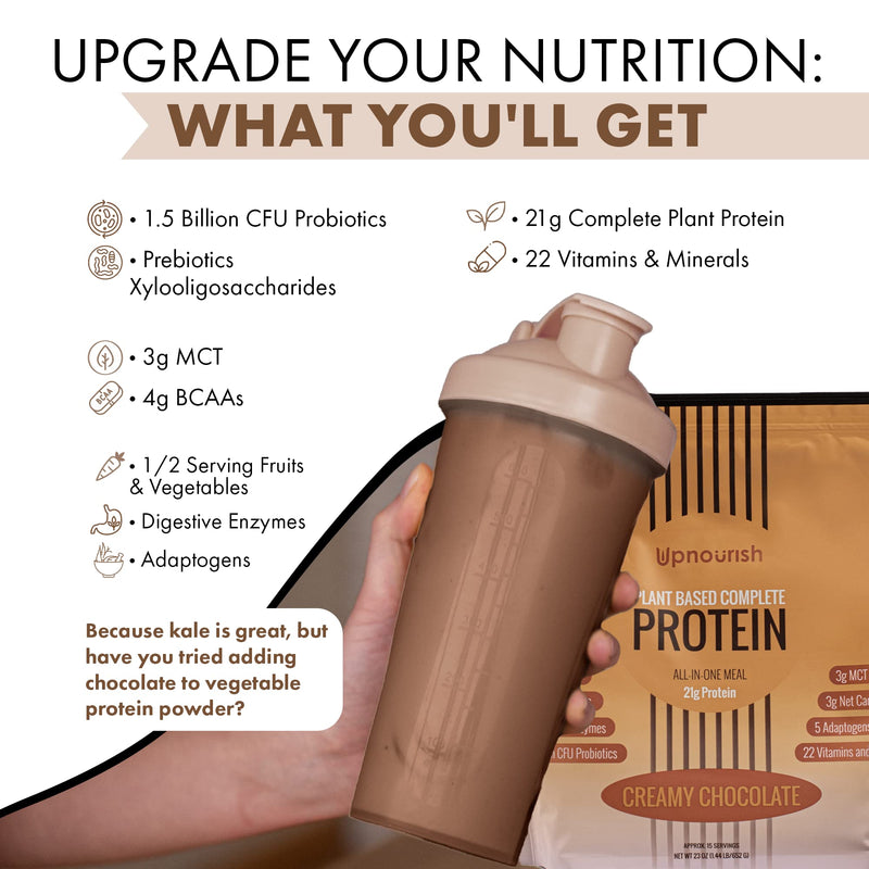 UpNourish Plant-Based Protein Meal Replacement Shake! Keto, Vegan-Friendly Lifestyles. Gluten & Dairy-Free Smoothie with Essential Vitamins, Minerals, and Low Carbs - Chocolate, 15 Servings Creamy Chocolate - BeesActive Australia