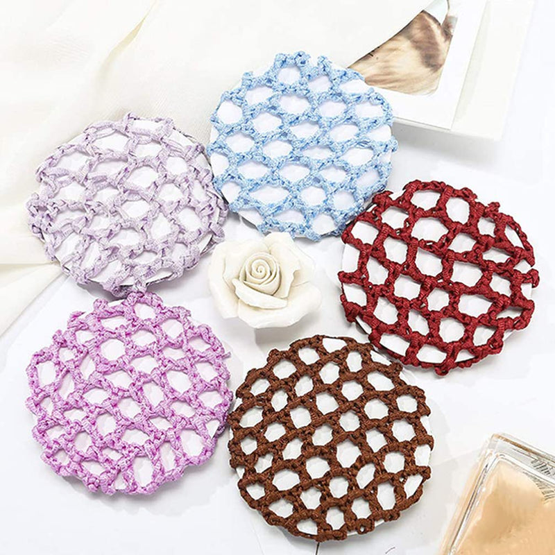 Lurrose 14Pcs Snood Hair Net, Bun Cover Crochet Snood Hair Net Hair Accessories for Women Girls Ballet Dance (Random Color) - BeesActive Australia
