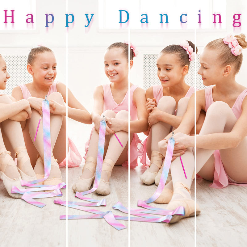 6 Pieces Sparkling Dance Ribbon Flash Dance Ribbon 78.74 Inches Long Rhythmic Gymnastics Ribbons Wand Shining Dance Ribbons for Kids Silk Streamers, Dance Pink Twirling Ribbons - BeesActive Australia