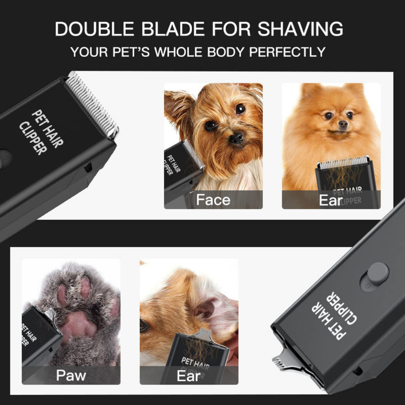 Founouly 2 in 1 Home Professional Dog Grooming Kit Clipper Low Noise USB Rechargeable Gifts for Dog Cat Black Map005-black - BeesActive Australia