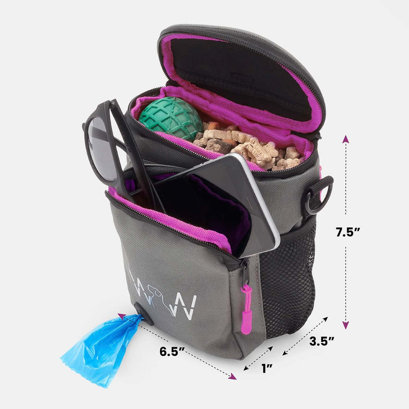 WOLF IN WINTER© Pet, Dog or Horse Treat Pouch Bag with Neoprene Split Top Patent-Pending - Stylish, Quality Dog Training Treat Pouch with XL Shoulder Strap, Belt and Clip, Exterior Storage Pocket - BeesActive Australia