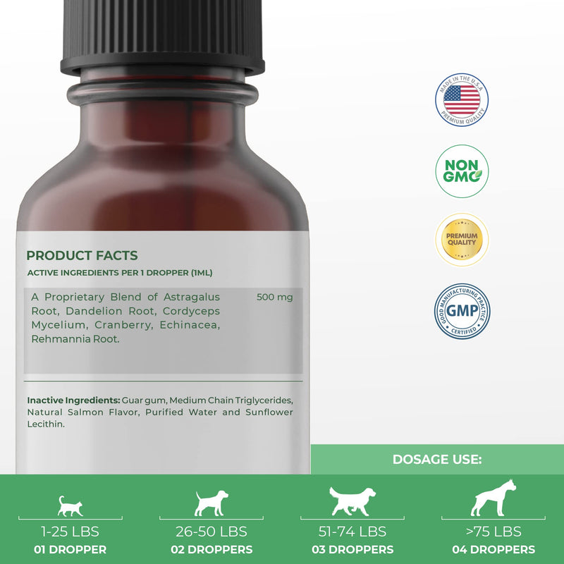 Kidney Support for Dogs and Cats - Normal Kidney Function, Dog and Cat Kidney Support - with Astragalus, Dandelion Root, Cranberry and Echinacea – 2oz (60ml) - BeesActive Australia
