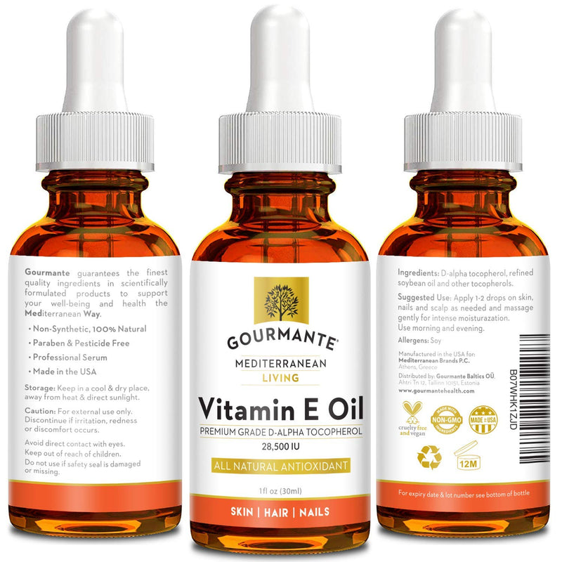 100% Natural Vitamin E Oil - For Skin, Hair and Nail Health - Nourishing Pure Vitamin E Oil For Skin - No Synthetic Ingredients, GMOs or Parabens - Cruelty Free Vitamin E Oil For Lip Gloss - 28,500 IU - BeesActive Australia