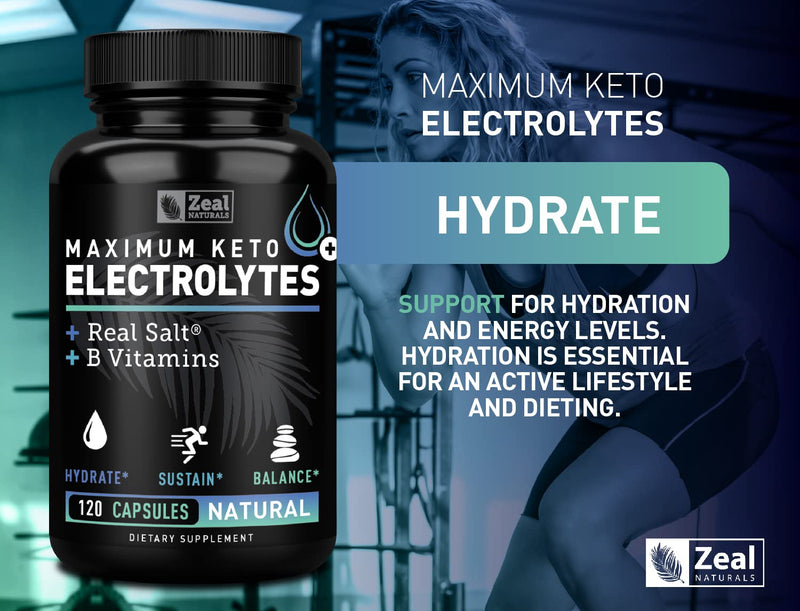 Keto Electrolyte Supplement (120 Capsules) Maximum Keto Electrolytes Supplements Pills w Real Salt®, B Vitamins, Magnesium and Potassium Supplement - Salt Pills & Electrolyte Tablets - BeesActive Australia