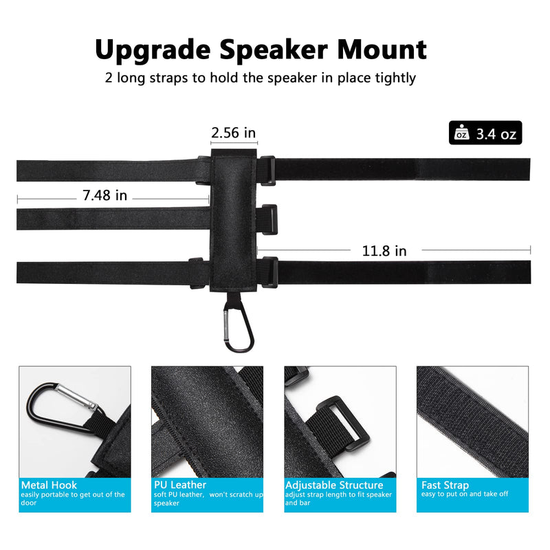 Caudblor Portable Bike Speaker Mount, Adjustable Wireless Speaker Strap, Premium Universal Bicycle Handlebar Sound Bar Holder with 2 Straps, for JBL Speakers/Water Bottle on Golf Cart/Boat - BeesActive Australia