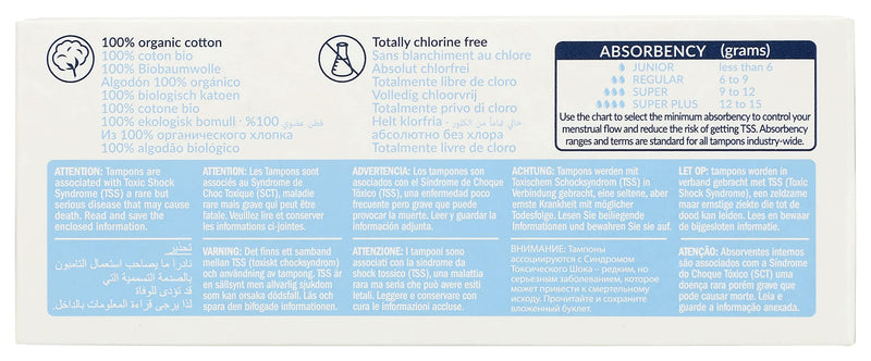 Natracare Organic All Cotton Non-Applicator Tampons Super - 2 x Packs of 20 (40 Tampons) - BeesActive Australia