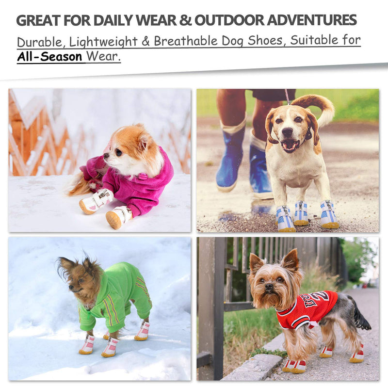 AOFITEE Mesh Dog Shoes Dog Boots, Breathable Dog Shoes for Small Dogs, Waterproof Puppy Booties Sandals with Anti-Slip Sole and Zipper, Dog Shoes for Hot Pavement Durable Pet Paw Protector X-Small (Pack of 4) Pink - BeesActive Australia
