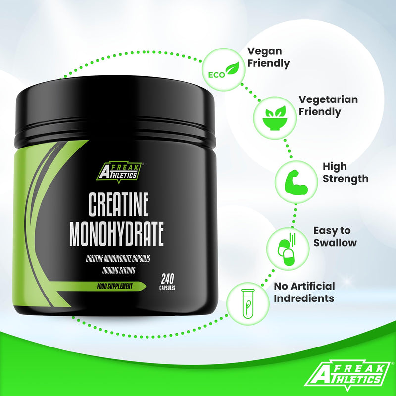 Creatine Monohydrate Capsules 750mg - 240 Creatine Capsules - UK Made Tablets 240 Capsules - BeesActive Australia